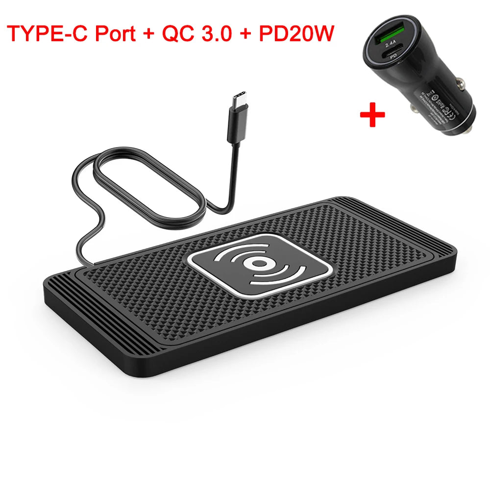 Car Wireless Charger for Iphone 16 15 15 Pro Max 14 13 12 X Samsung S24 S23 Wireless Car Charger Silicone Pad Stand Fast Cha…