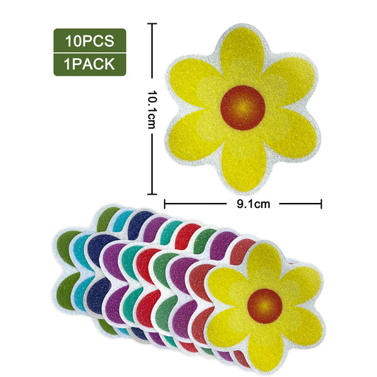 10pcs Cartoon Pattern Bathroom Bathtub None Slip Stickers Staircase Floor EPDM Mat Kids Room Self-adhesive Anti-skid Sticker…