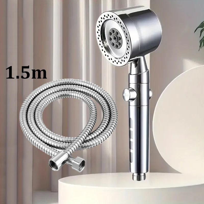 New High Pressure Water Saving Filter Shower Head 5 Modes Handheld Shower Head One Button Stop Bathroom Accessories Set - im…