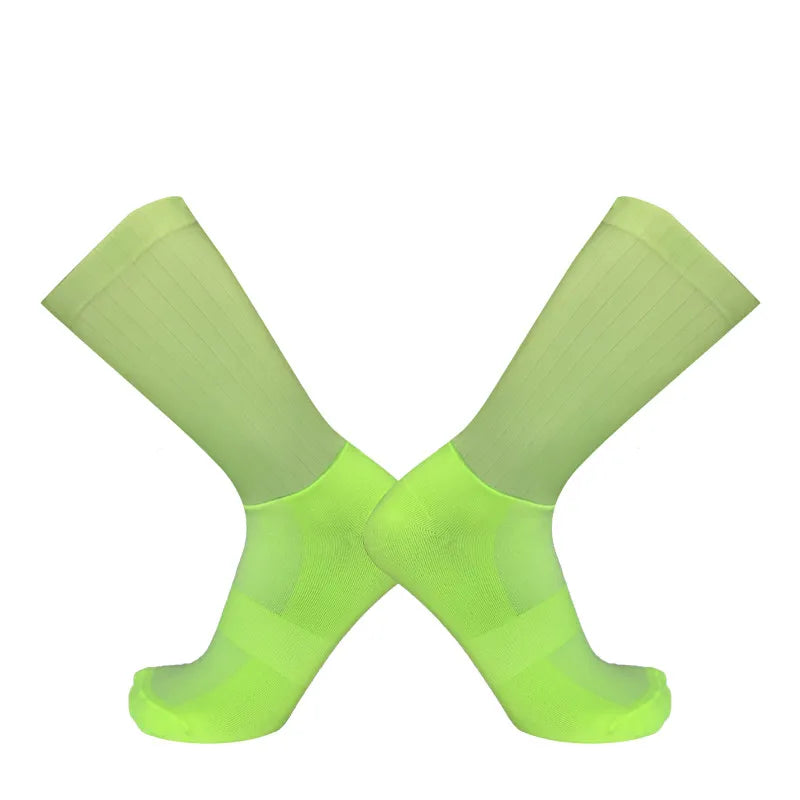 Aero Cycling Summer Anti Socks Whiteline Slip Silicone Socks Men Bicycle Sport Running Bike Socks Calcetines Ciclismo - imag…
