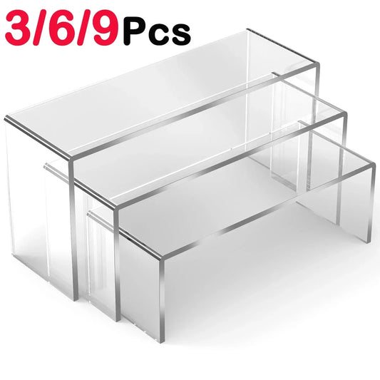 3/6/9/12Pcs Acrylic Display Stand Multifunctional Transparently Mini Model Storage Rack for Perfume Doll Jewelry Decor Organ…