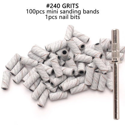 100pcs 3.1mm Mini Sanding Bands Kits Nail Drill Bits Mandrel Sets Electric Manicure Accessories Tool Dead Skin Remover - ima…