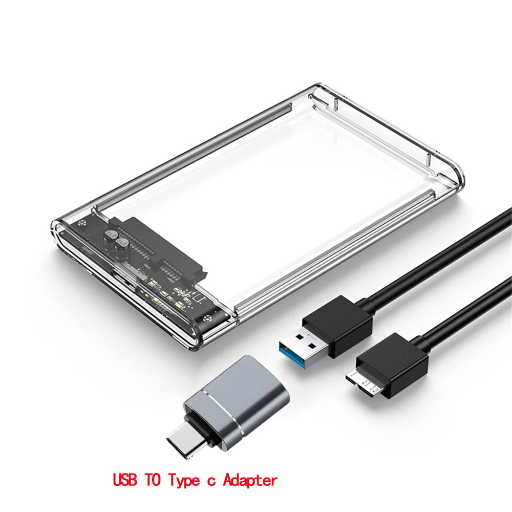 USB 3.0 HDD Enclosure 2.5inch SATA SSD Hard Drive Case with 5Gbps Transfer Speed Mobile External Housing Harddisk Boxs Cable…