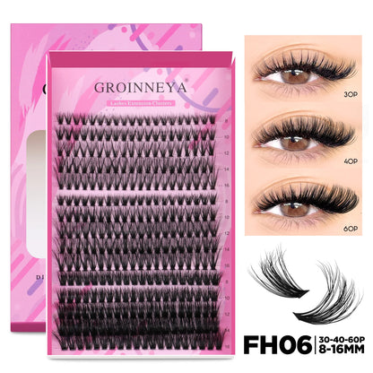 GROINNEYA DIY Lash Extension Kit Individual Lashes Cluster Mix Eyelashes Full Set Lashes Kit with Lash Bond and Seal At Home…