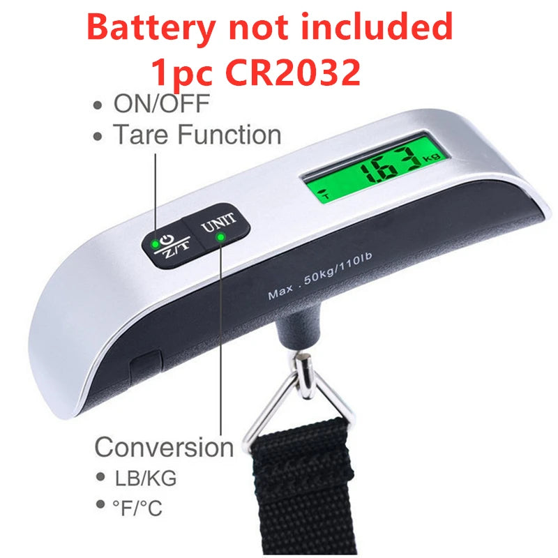 Portable Scale Digital LCD Display 110lb/50kg Electronic Luggage Hanging Suitcase Travel Weighs Baggage Bag Weight Balance T…