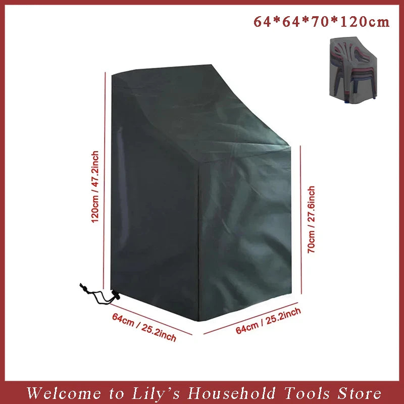 Stacked Chair Dust Cover Outdoor Garden Patio Furniture Protector Cover Waterproof Dustproof Chaircover Rain Cover Chair Sof…