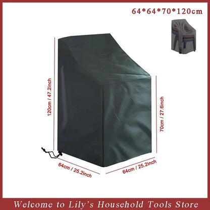 Stacked Chair Dust Cover Outdoor Garden Patio Furniture Protector Cover Waterproof Dustproof Chaircover Rain Cover Chair Sof…