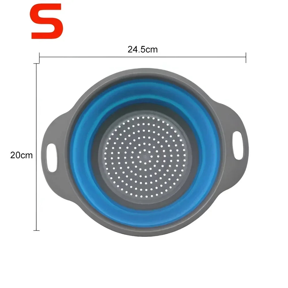 2PCS Silicone Folding Drainer Basket Fruit Vegetable Foldable Colander Kitchen Strainer for Food Pasta Kitchenware Drain Dev…