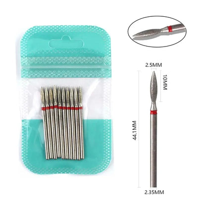 10pcs Diamond Milling Cutter Nail Drill Bits Set For Manicure Accessory Pedicure Eletric Machine Nail Bit Brush Burr Tools -…