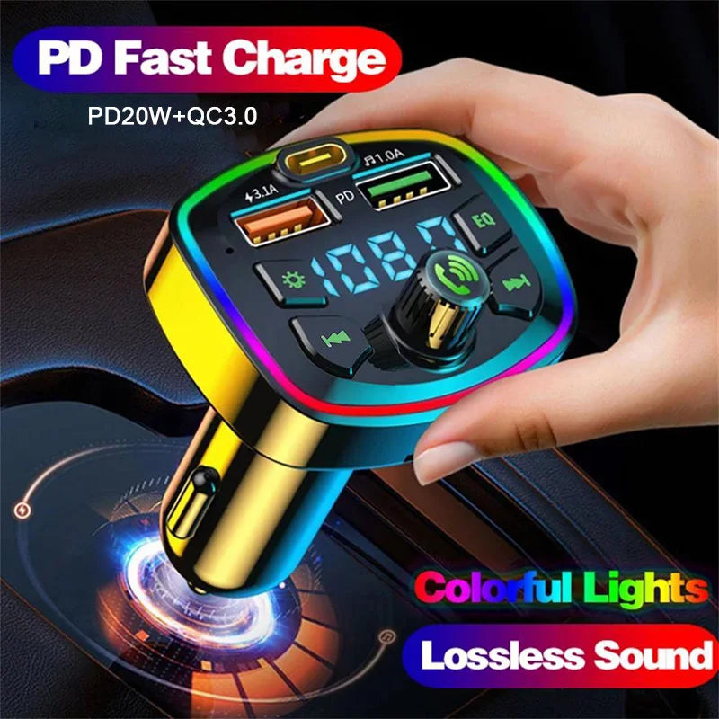 Car Bluetooth 5.0 FM Transmitter Wireless Adapter Mic Audio Receiver Auto MP3 Player 2.1A Dual USB Fast Charger Car Accessor…