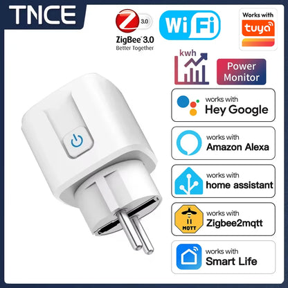 TNCE TUYA Smart Plug WiFi or Zigbee3.0 Socket EU 16A/20A Power Monitor Timing Function Voice Control Work With Alexa Google…