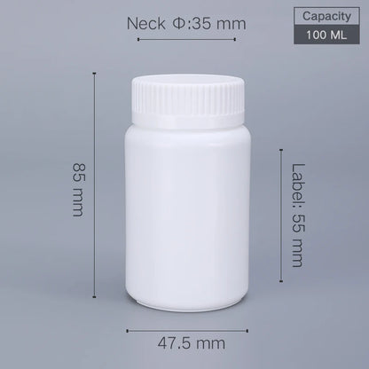10pcs 20-200ml Plastic HDPE White Empty Seal Bottles, Refillable Pill Vials for Medicine, Capsule, Solid Powder, Reagent Sto…