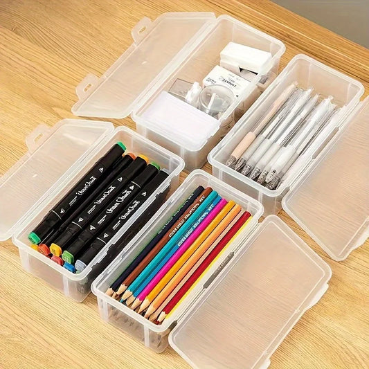 1/4pcs Large Clear Plastic Storage Boxes with Hinged Lids Ideal for Jewellery Ornaments Home Supplies and Office Organization
