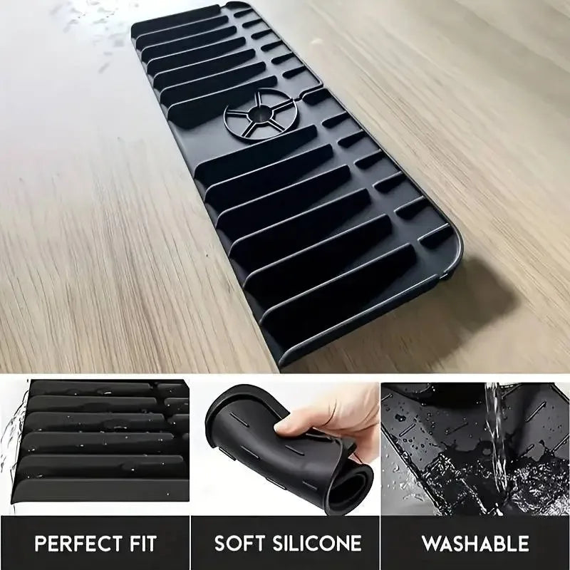 Silicone Faucet Mat Dish Soap Sponge Holder Sink Kitchen Countertop Drying Mat Bathroom Kitchen Sink Splash Guard Drain Pad…