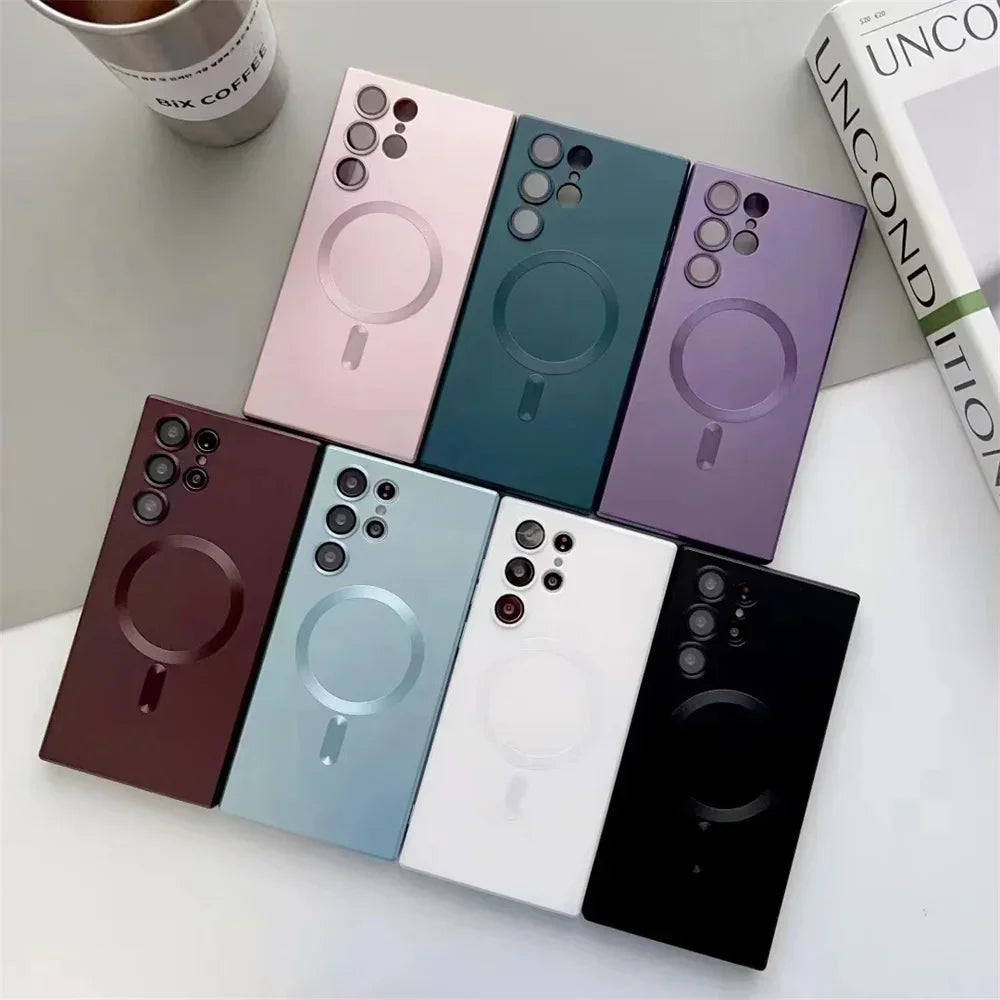 Luxury Matte Magnetic Case for Samsung S25 S24 S23 S22 Ultra S21 S20 Plus Capa for Samsung Note 20 Ultra Magsafe Phone Cover…