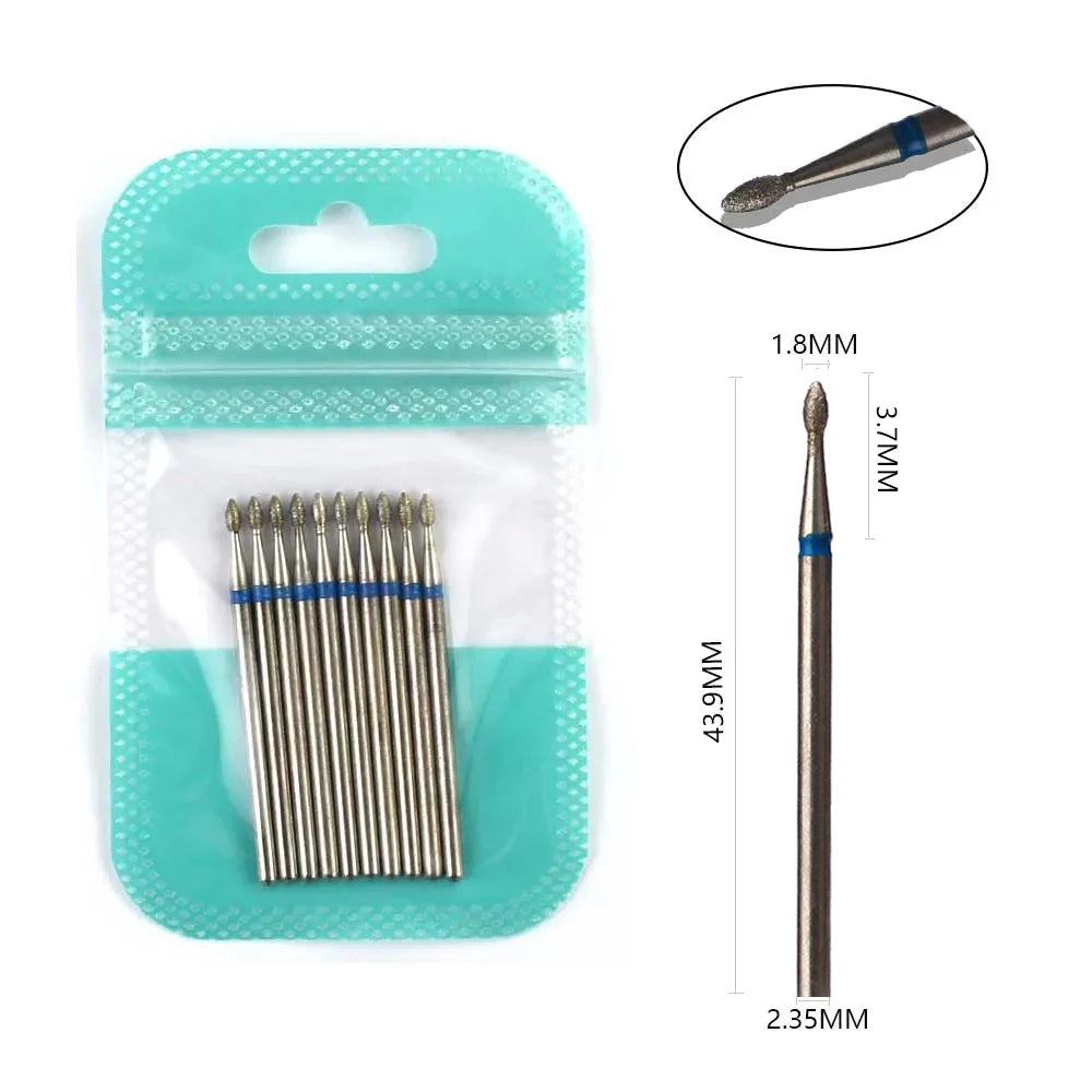 10pcs Diamond Milling Cutter Nail Drill Bits Set For Manicure Accessory Pedicure Eletric Machine Nail Bit Brush Burr Tools -…