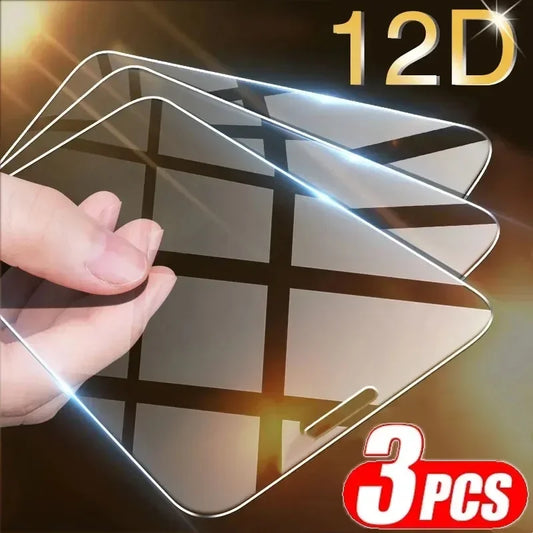 3Pcs Tempered Glass for iPhone 14 13 12 11 15 Pro Max Mini Screen Protector for iPhone 17 XR XS MAX 7 8 Plus 16 Protective G…