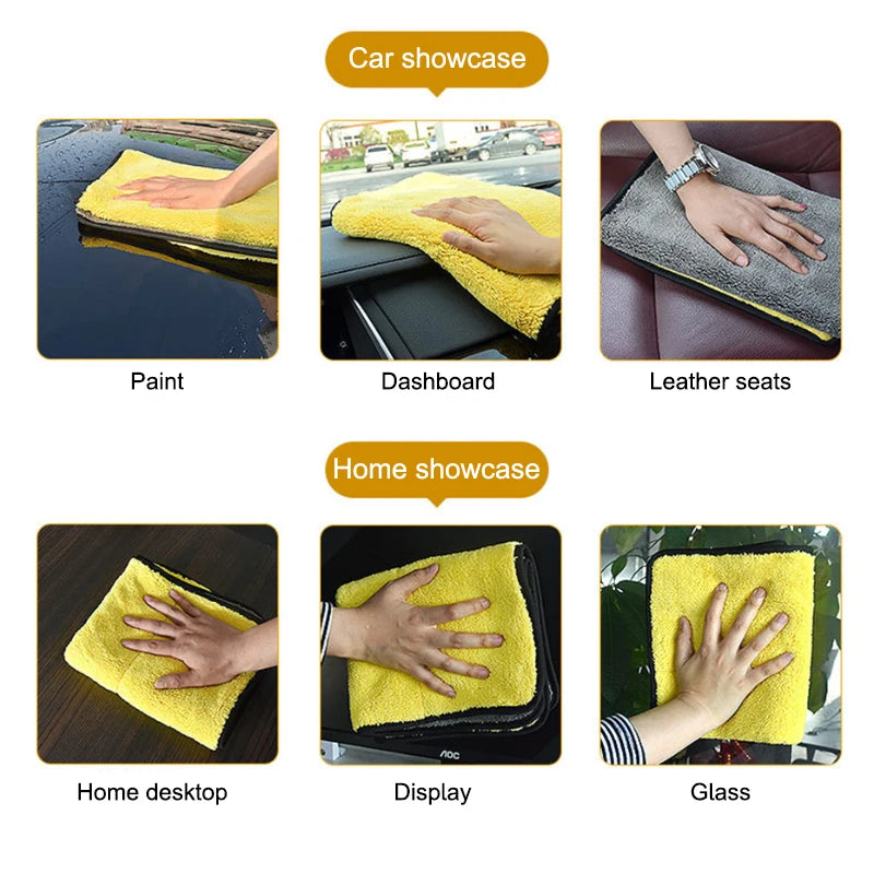 SEAMETAL Microfiber Car Washing Towel 400GSM Double-Sided Coral Velvet Clean Towels High Water Absorption Car Wash Drying Cl…