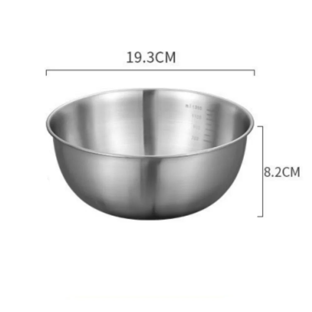 1-3 Stainless Steel Bowl Set with Scale for Cooking Baking Food Storage Large Capacity Mixing Bowls for Home Kitchen Essenti…