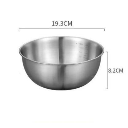 1-3 Stainless Steel Bowl Set with Scale for Cooking Baking Food Storage Large Capacity Mixing Bowls for Home Kitchen Essenti…
