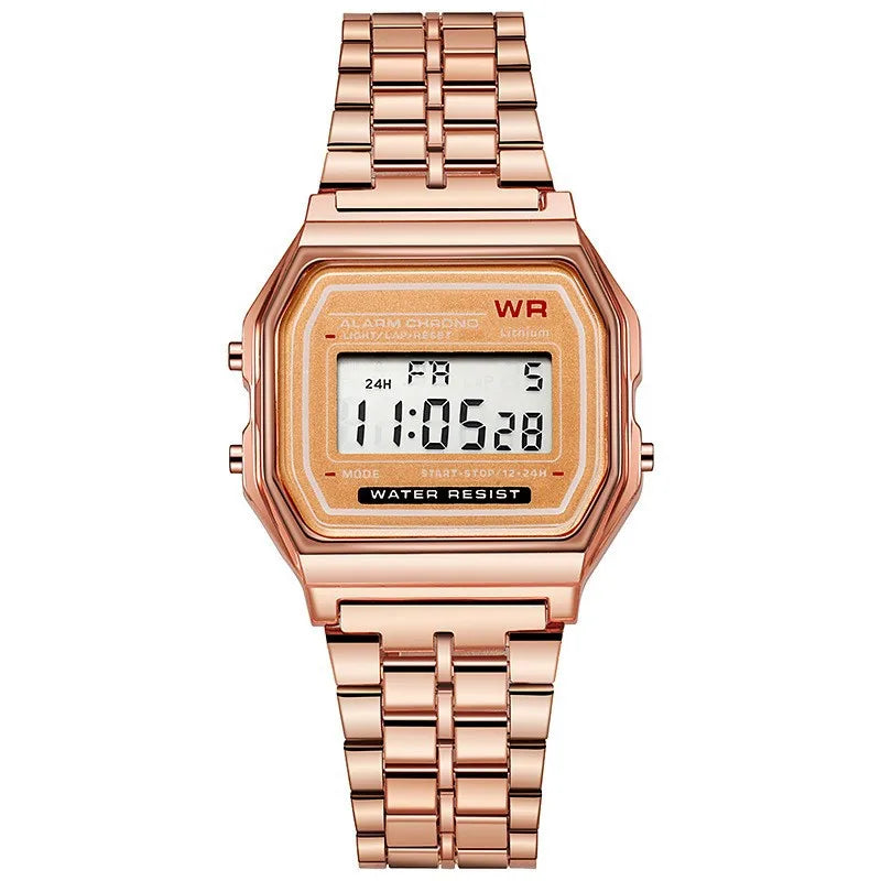 Luxury Rose Gold Women Watches Electronic Digital Display Retro Style Clock Men's Relogio Masculin Reloj Hombre homme - imag…