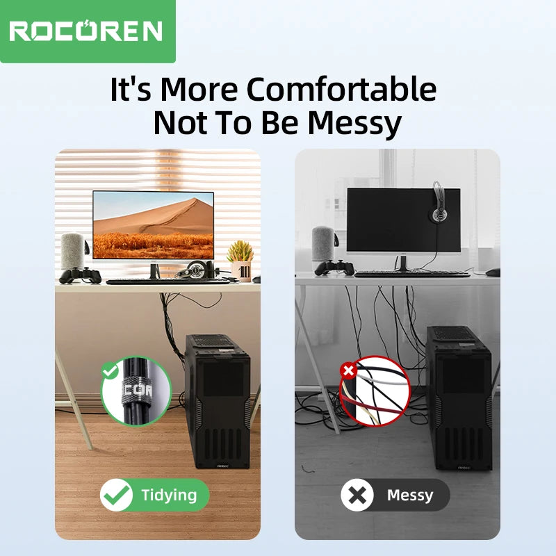 Rocoren Cable Organizer Wire Winder USB Cable Management Charger Protector For Phone Mouse Earphone Cable Holder Cord Protec…