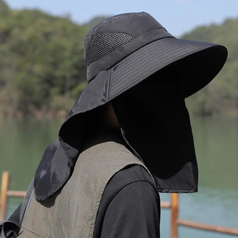 Summer Sun Hats UV Protection Outdoor Hunting Fishing Cap For Men Women Hiking Camping Visor Bucket Hat Neck Flap Fisherman…