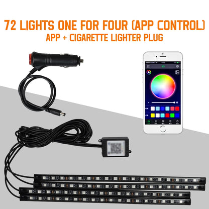 Neon 36 48 72 LED Car Interior Ambient Foot Light Wireless Remote Music APP Control Auto RGB Atmosphere Decorative Lamp - im…