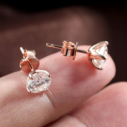 Smyoue 0.2-3CT Rose Gold Color Moissanite Stud Earrings for Women Sparkling Classic Wedding Lab Diamond Earring Pure 925 Sil…