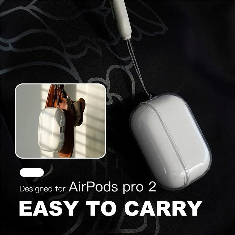 Clear Soft TPU Earphone Case with Lanyard Strap for Airpods Pro 2 3 2nd Generation Air Pods 4 3 1 3rd 2024 Gen Cover Accesso…