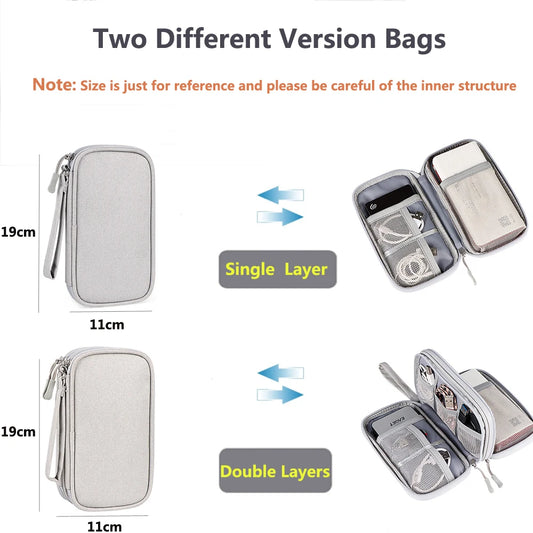Data Cable Storage Bag Waterproof Portable Carry Case Storage Bag Travel Organizer Bag for Cable Cord USB Charger - image 2