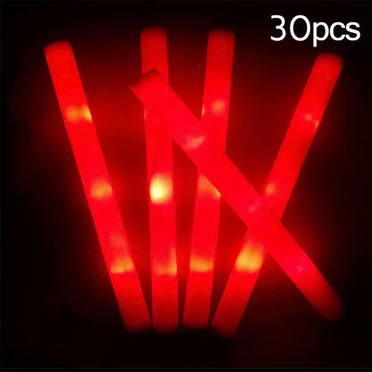 15/30Pcs LED Glow Sticks Bulk Colorful RGB Glow Foam Stick Cheer Tube Dark Light for Xmas Birthday Wedding Party Supplies -…