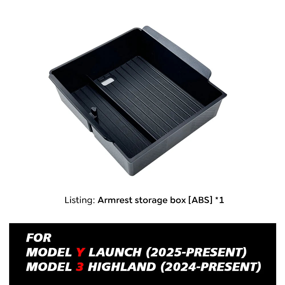 TEKSY 1/2/3/4/6/7/8pcs For Tesla New Model Y 2025 2026 Juniper ABS with Silicone Non-slip Mat Console & Armrest Storage Box…
