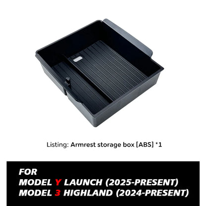 TEKSY 1/2/3/4/6/7/8pcs For Tesla New Model Y 2025 2026 Juniper ABS with Silicone Non-slip Mat Console & Armrest Storage Box…
