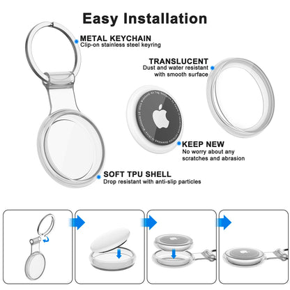 Waterproof Anti-lost Keychain Holder TPU Case for Apple Airtag Air Tag Dog Cat Pet Collar Keys Tracker Protective Full Cover…