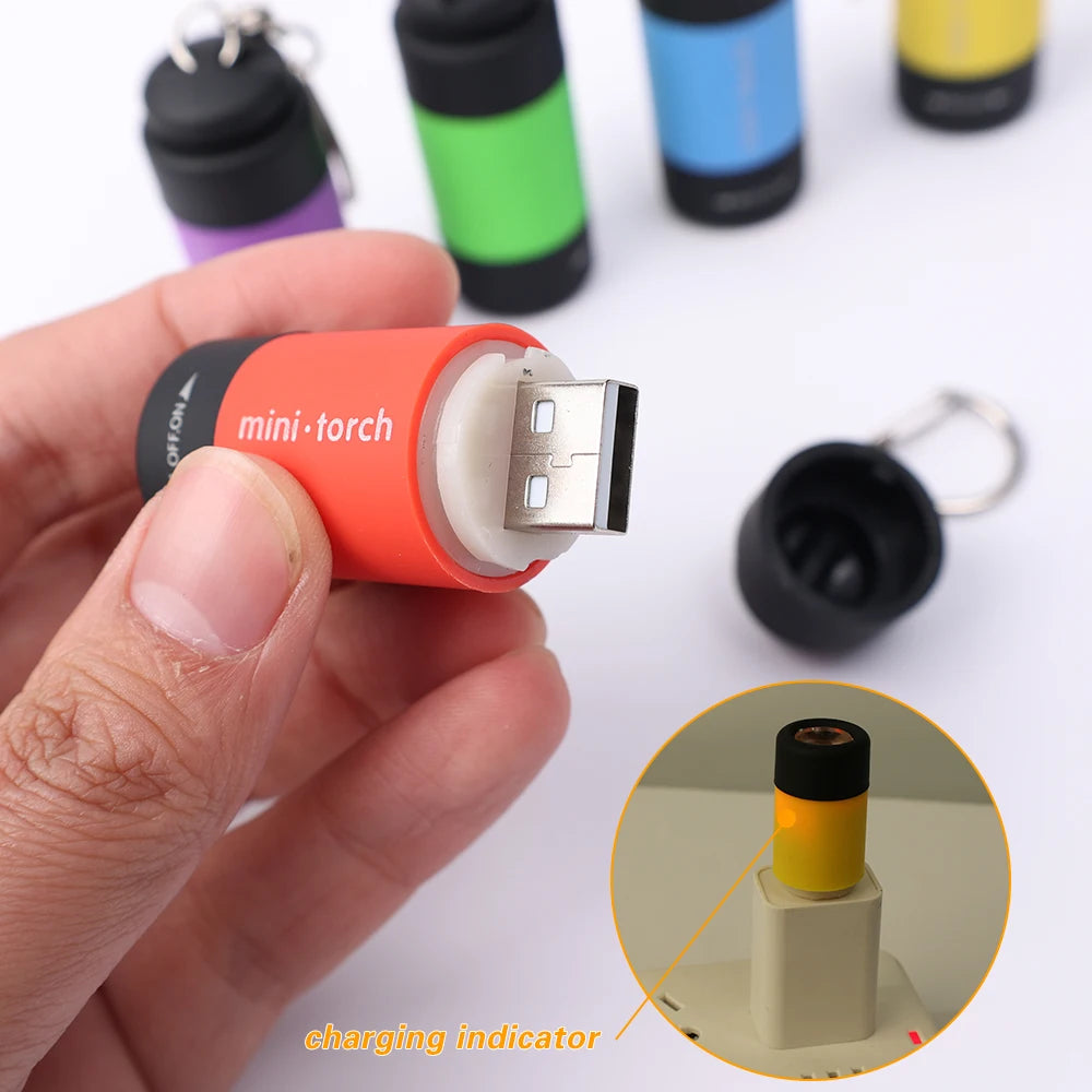 USB Rechargeable LED Multifunctional Strong Light Pocket Keychain Flashlight Waterproof Outdoor Hiking Camping Mini Flashlig…