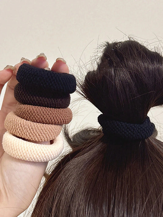 5/10 Mix Color High Elasticity Thickened Versatile Simple Scrunchies, Hair-Friendly (Random Color) Hair Ties Hair Rope - ima…