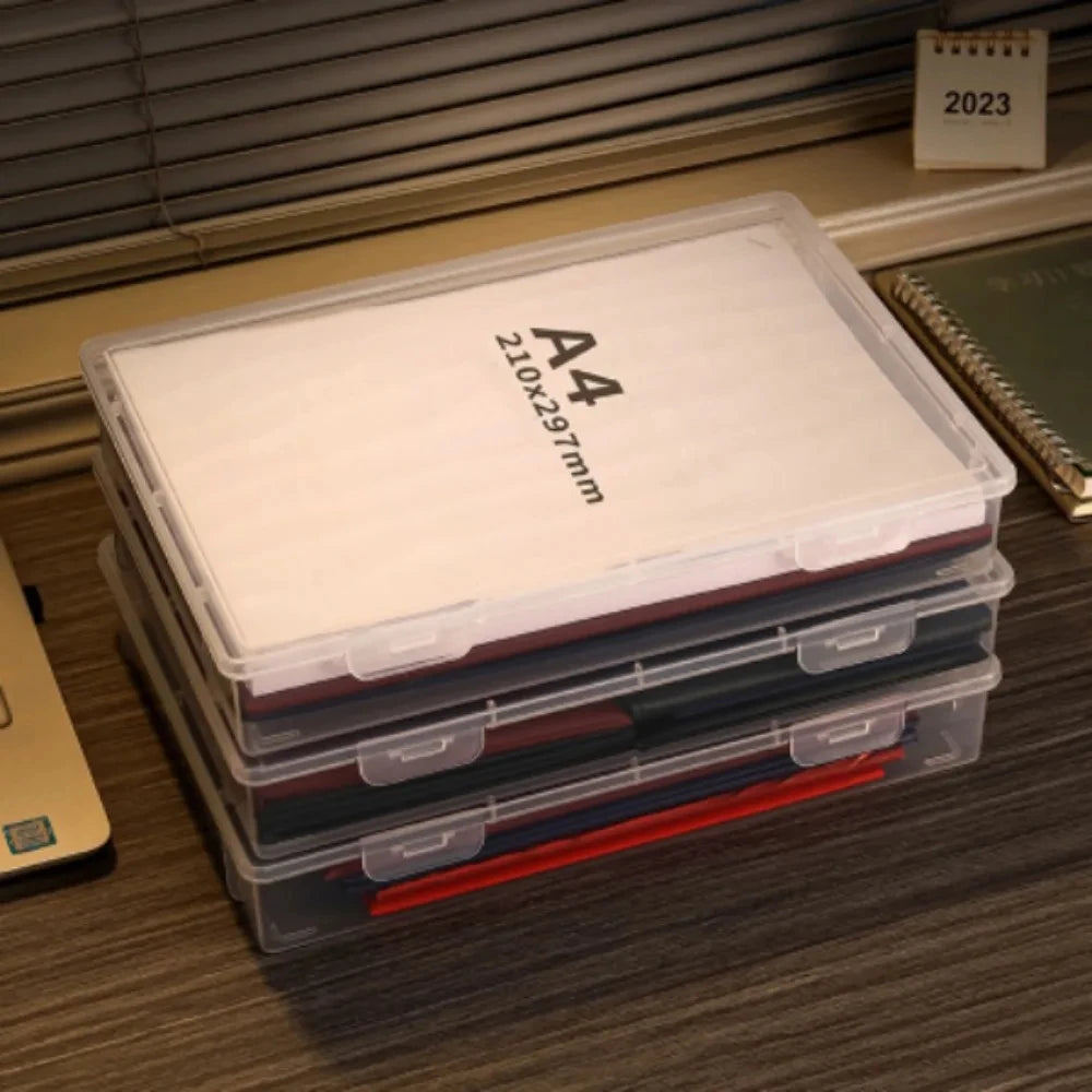 Plastic Document Organizer Organized Clear Square Shape Storage Box A4 Organizing Box - image 3