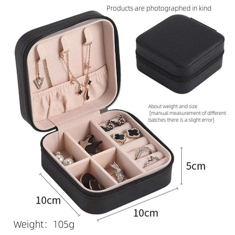 1pcs Single Layer Storage Box Ladies Travel Leather Jewelry Box Classic Black Pure White Fashion Pink Storage Box - image 6