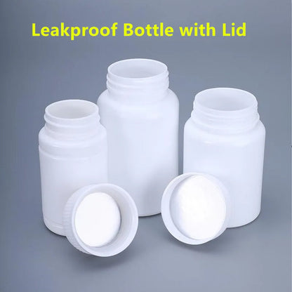 10pcs 20-200ml Plastic HDPE White Empty Seal Bottles, Refillable Pill Vials for Medicine, Capsule, Solid Powder, Reagent Sto…