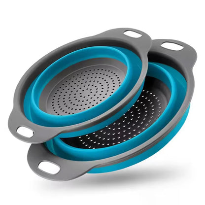 Silicone Folding Drain Basket Fruit Vegetable Washing Basket Foldable Strainer Colander Collapsible Drainer Kitchen Storage…