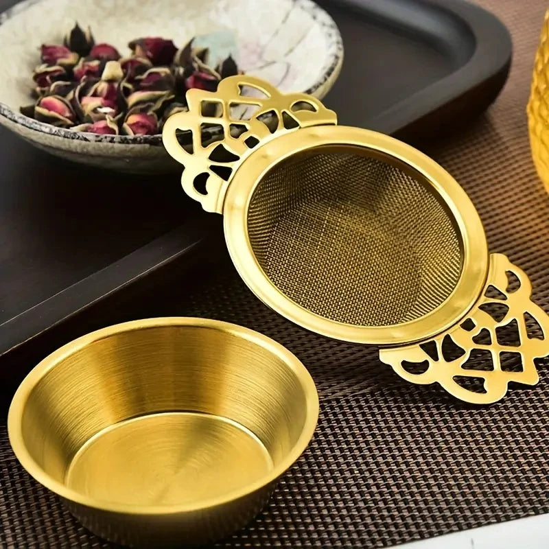 1/2pcs Tea Strainer Double Ear Fine Mesh Stainless Steel Spice Infuser Filter Tea Maker Teaware Kitchen Accessories