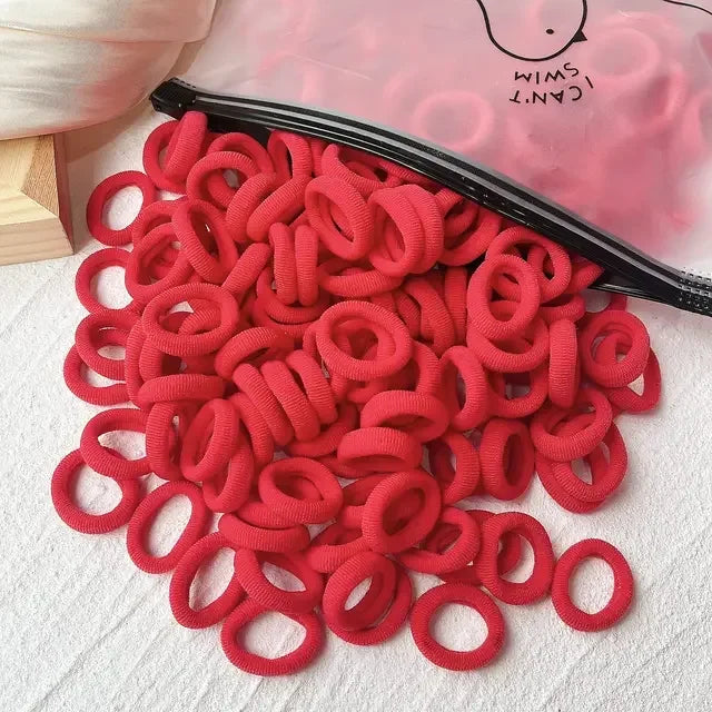 50/100Pcs Colorful Basic Nylon Ealstic Hair Ties for Girls Ponytail Hold Scrunchie Rubber Band Kid Fashion Hair Accessories…