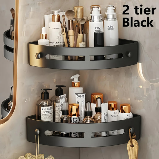 2pcs Corner Shelf for Bathroom, No-Drill Adhesive Wall-Mounted Shampoo Holder for Organizing and Storing Bath - image 2