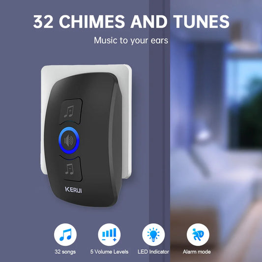 KERUI Wireless Doorbell Waterproof OutDoor Smart Home Door Bell Welcome Melodies Chimes LED Flash Security Adjustable Volume…