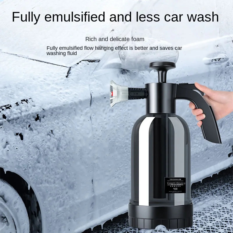 2L Hand Pump Foam Sprayer with 3 Types of Nozzle Hand Pneumatic Foam Cannon Snow Foam Car Wash Spray Bottle Car Window Clean…