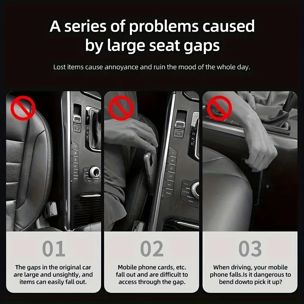 2pc Car Seat Gap Filler Organizer Pu Waterproof Car Seat Gap Plug Strip with 2 Grooves Seat Gap Storage Auto Interior Access…
