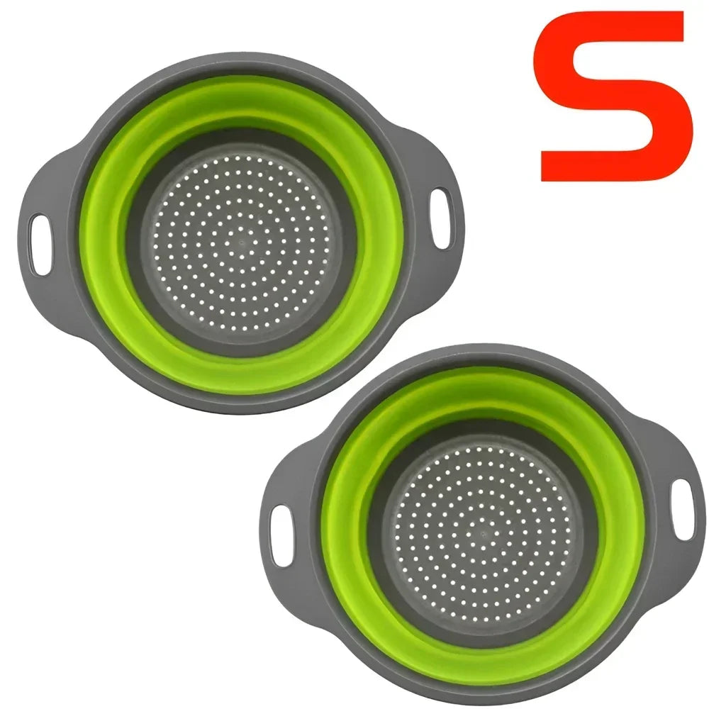 2PCS Silicone Folding Drainer Basket Fruit Vegetable Foldable Colander Kitchen Strainer for Food Pasta Kitchenware Drain Dev…