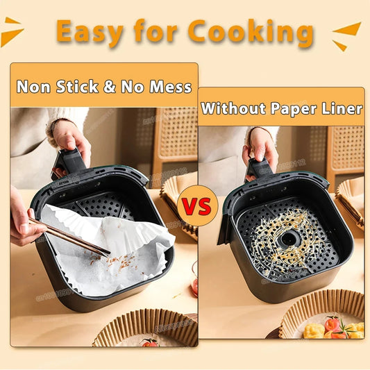 50/100Pcs Air Fryer Disposable Paper Non-Stick Airfryer Baking Papers Round Air-Fryer Paper Liners Paper Kitchen Accessories…