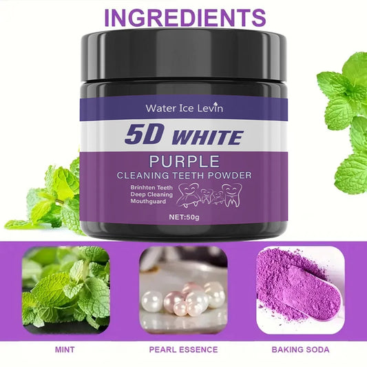 Purple Tooth Cleaning Powder - Sulfate-Free, Deep Cleaning and Polishing, Whitens Teeth in 5 Days, Portable for Daily Use an…